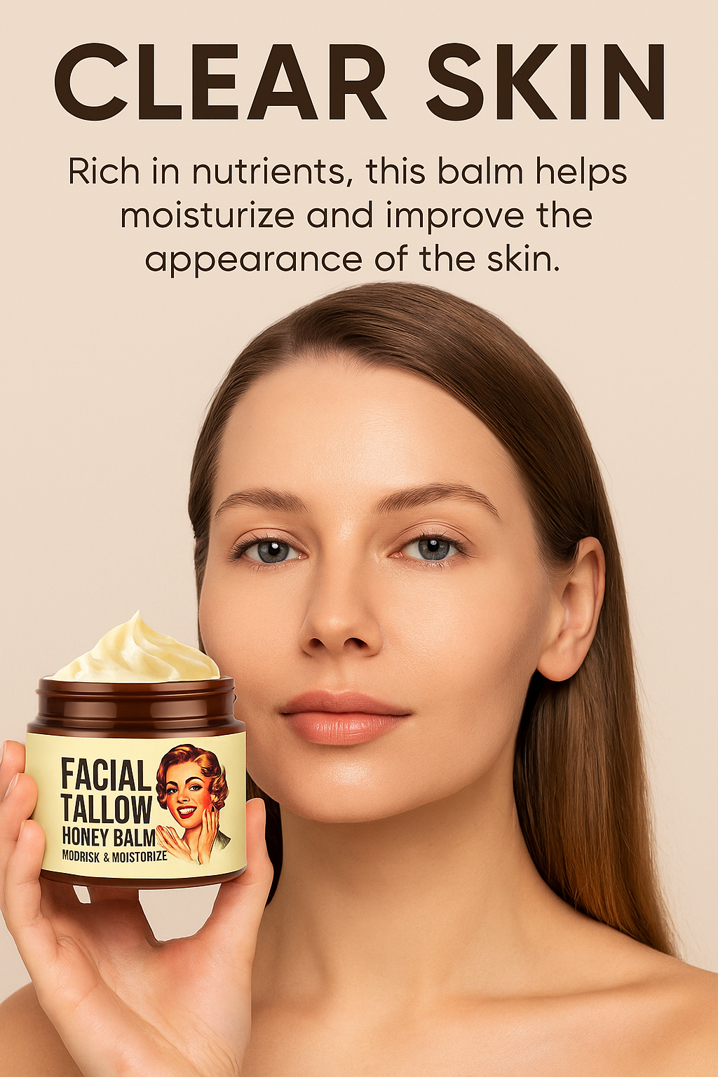 Natural Facial Tallow & Honey Balm – Deep Moisturizing (120g)
