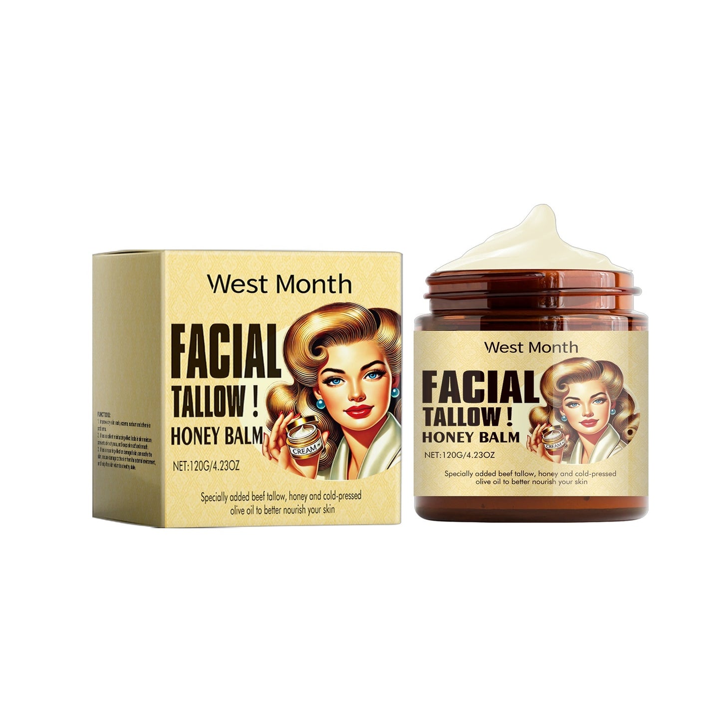 Natural Facial Tallow & Honey Balm – Deep Moisturizing (120g)